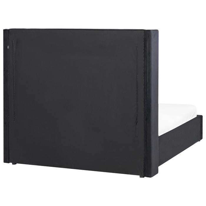 Beliani-LUBBON-Bed met opbergruimte-Zwart-140 x 200 cm-Fluweel