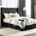 Beliani-LUBBON-Bed met opbergruimte-Zwart-140 x 200 cm-Fluweel