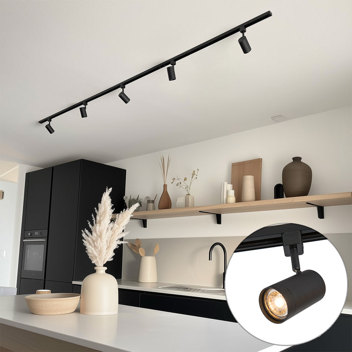 QAZQA Modern railsysteem met 5 spots zwart 1-fase  - Iconic Jeana