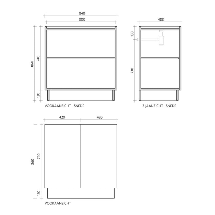 Going Objects - Mid-Century Badkamermeubel Felix - Walnoot - 80 cm