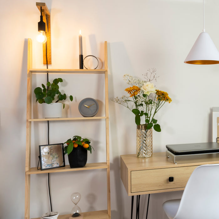 QUVIO Deco ladder voor muur met 5 treden - Hout