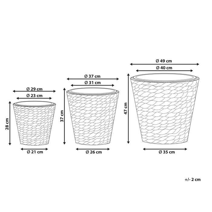 Beliani - PLAKA - Bloempot set van 3 - Natuurlijk - Waterhyacinth