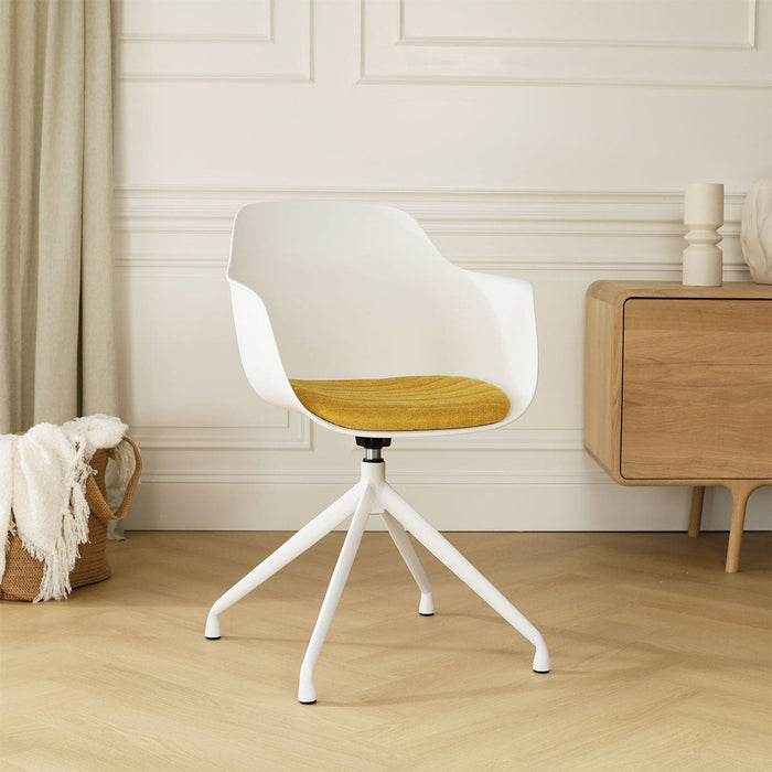 Nolon Nola-Liz Eetkamerstoel Wit - Okergeel - Draaibaar - Wit