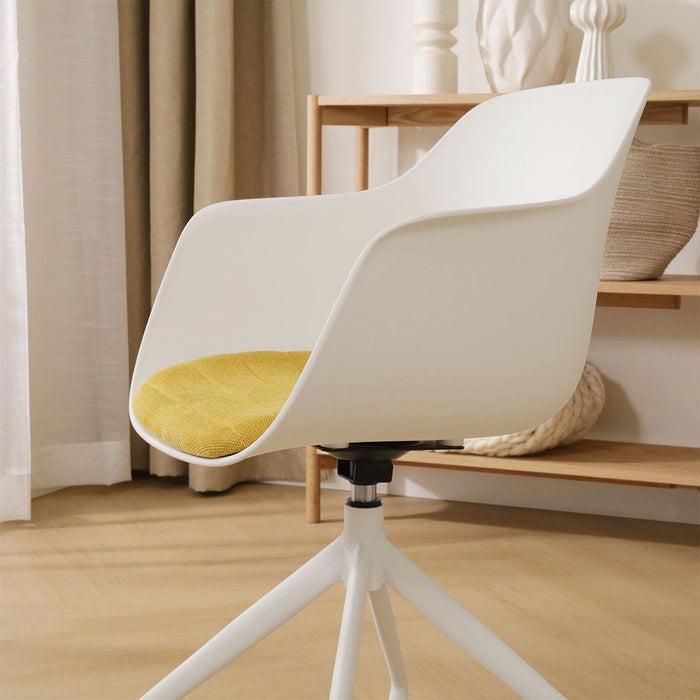 Nolon Nola-Liz Eetkamerstoel Wit - Okergeel - Draaibaar - Wit
