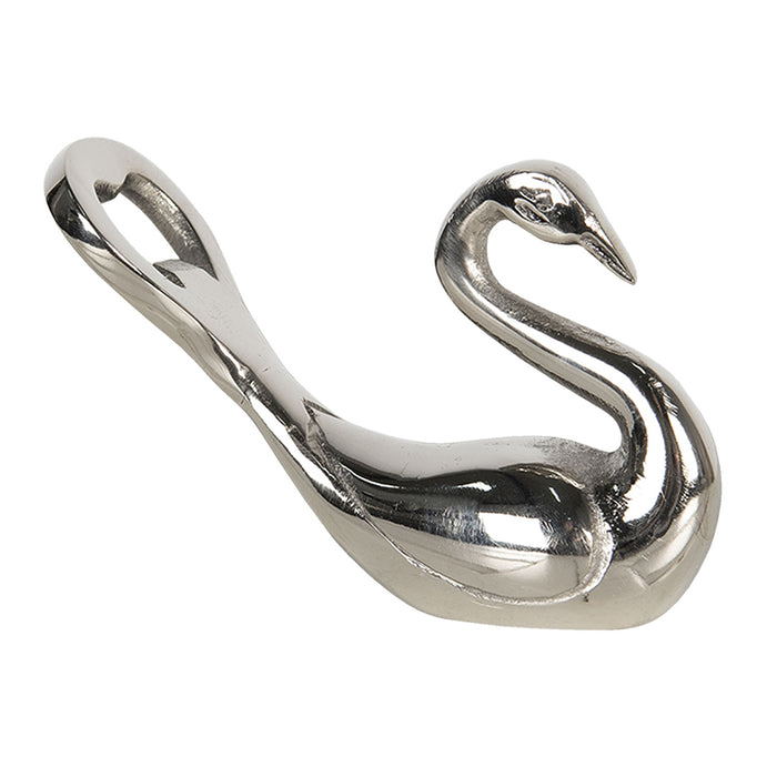 Clayre & Eef Flesopener 15 cm Zilverkleurig Aluminium Zwaan Bieropener