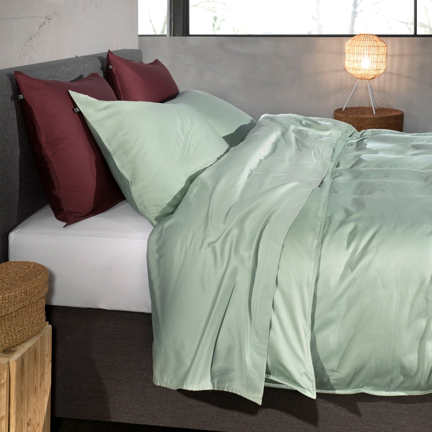 Zo!Home Satinado Dekbedovertrek 200 x 220 cm - Foam Green