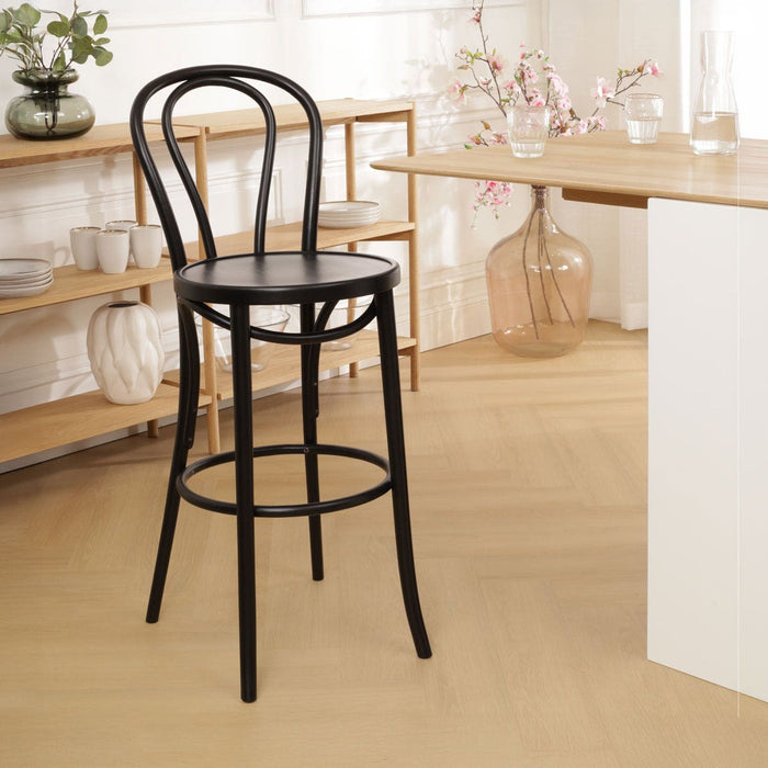 Fameg Vienna Thonet No. 18 houten barkruk zwart gebeitst - 75 cm