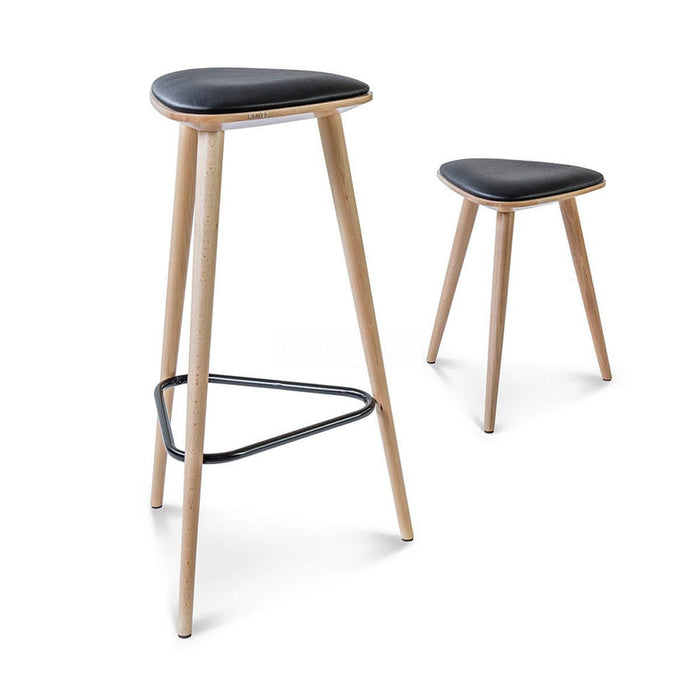 Fameg Finn houten barkruk whitewash met zitkussen - 78 cm