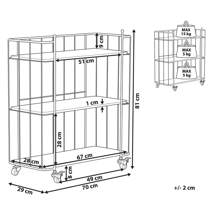 Beliani - GABBS - Keukentrolley - Lichte houtkleur - Metaal