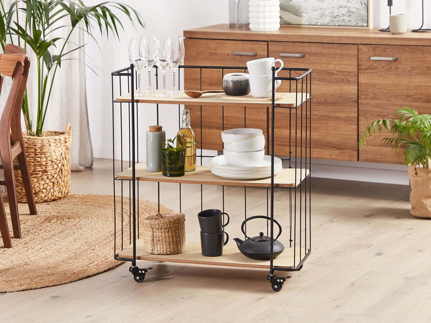 Beliani - GABBS - Keukentrolley - Lichte houtkleur - Metaal