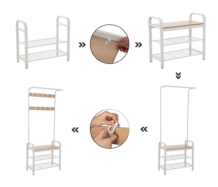 Parya Home - Kapstok - Schoenenrek - 9 Demonteerbare Haken