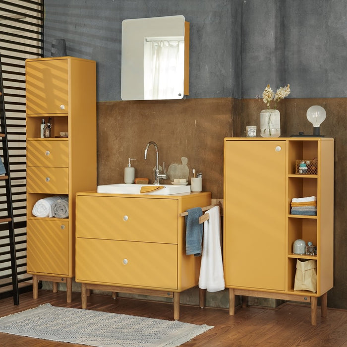 Tenzo Color Bath Badkamerkast met Vakken Mosterd