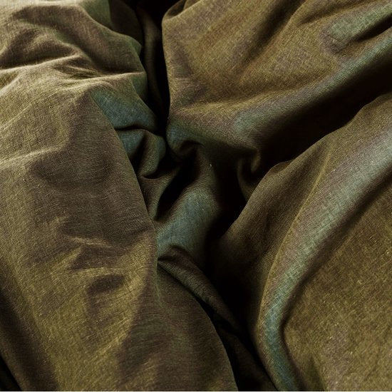 Halflinnen - Donker groen - Maat: Lits-jumeaux (240 x 200|220 cm)