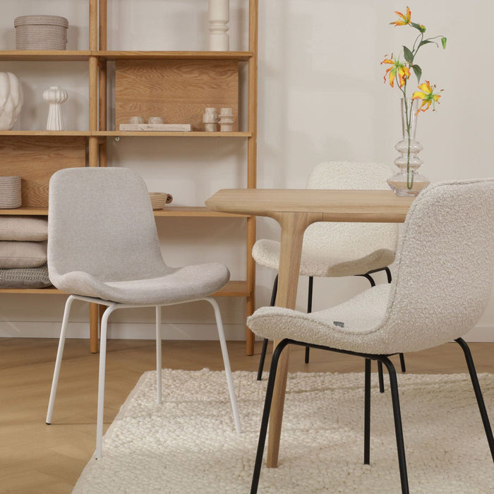 Nolon Nora-Fé Eetkamerstoel Beige - Stof - Witte Poten