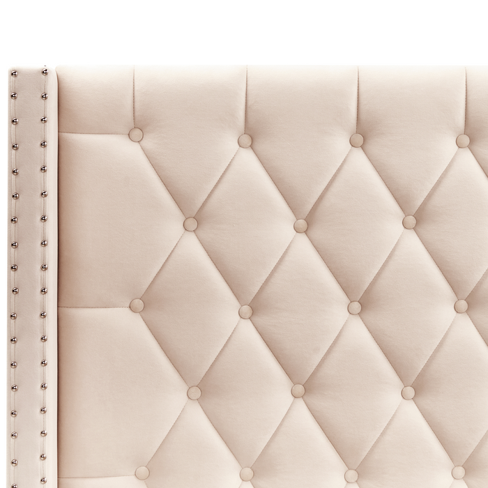 Beliani-LUBBON -Bed met opbergruimte-Beige-140 x 200 cm-Fluweel