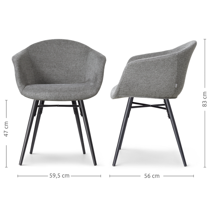 Nolon Nova-Otis Eetkamerstoel Donkergrijs - Armleuningen - Zwart