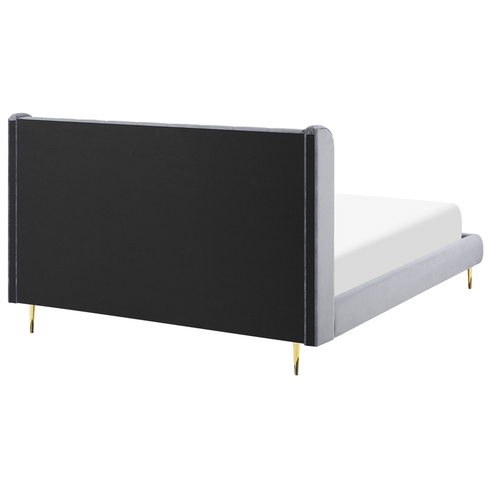 Beliani - FORBACH - Tweepersoonsbed - Grijs - 160 x 200 cm - Fluweel
