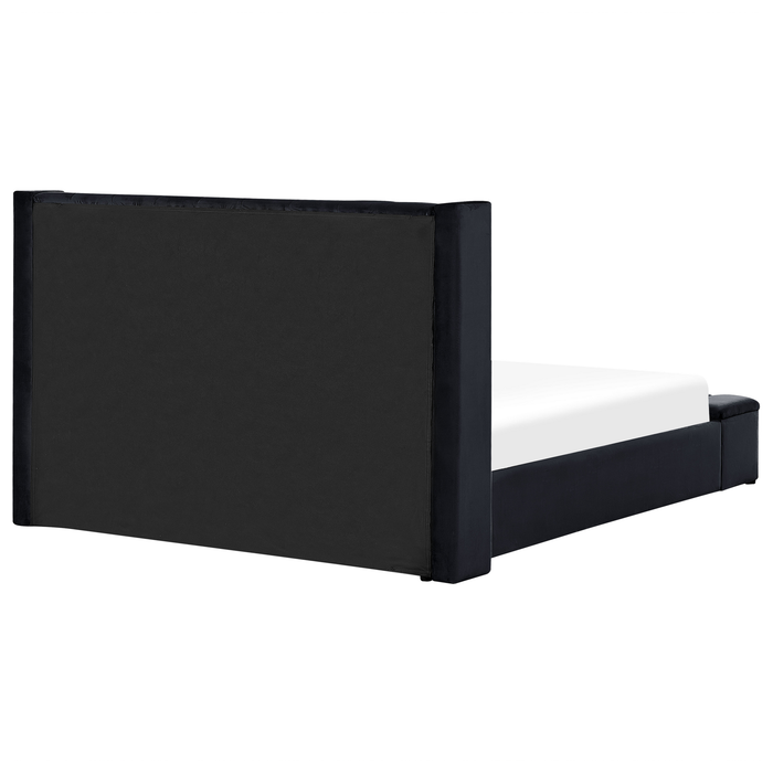 Beliani-NOYERS-Bed met opbergruimte-Zwart-180 x 200 cm-Fluweel