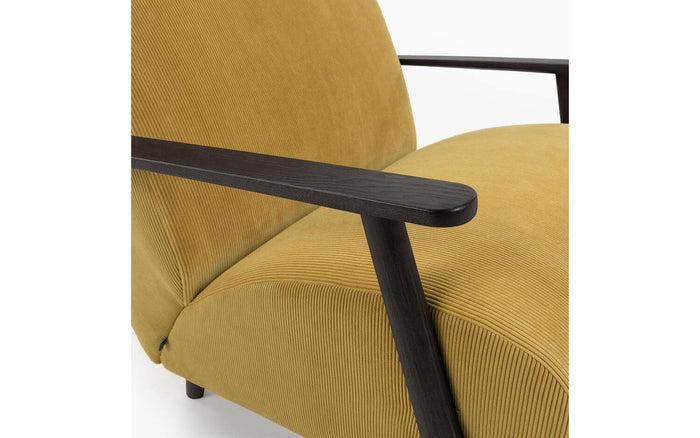 Kave Home - Fauteuil Meghan in corduroy mosterd met massief