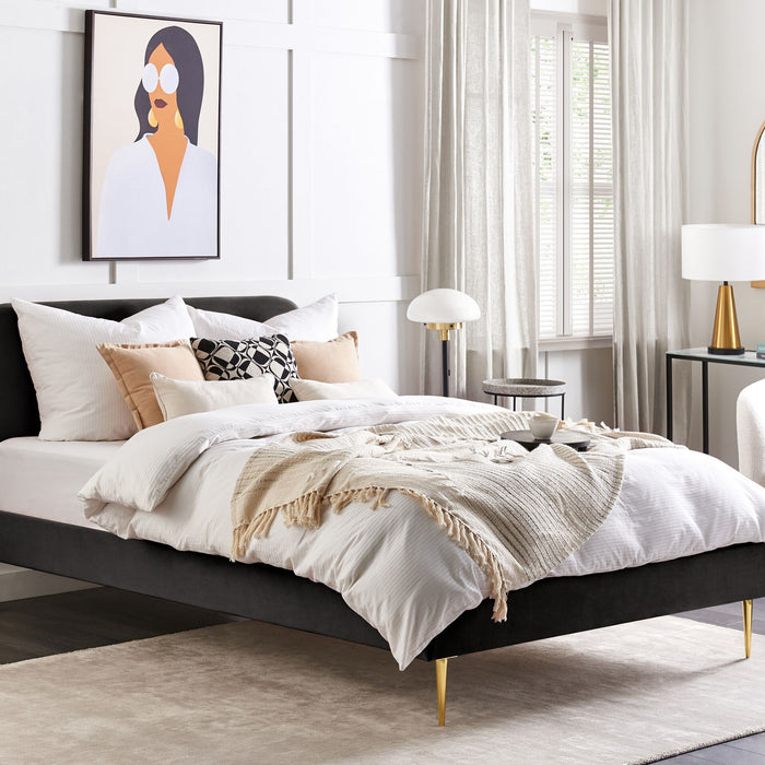 Beliani - FLAYAT - Tweepersoonsbed - Zwart - 160 x 200 cm - Fluweel