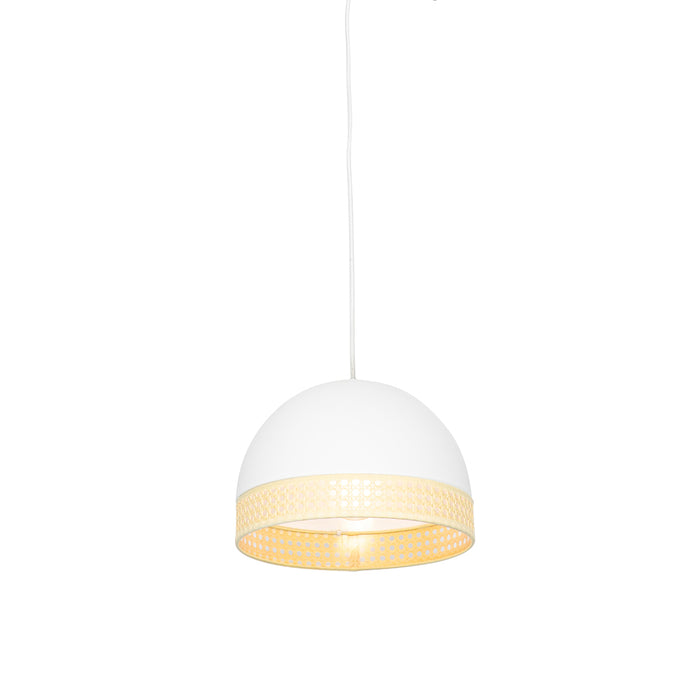 QAZQA Hanglamp magna-rotan - Wit - Oosters - D 300mm