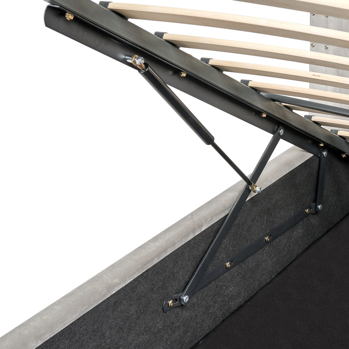 Beliani-LUBBON -Bed met opbergruimte-Lichtgrijs-140 x 200 cm-Fluweel