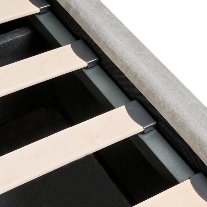 Beliani-LUBBON -Bed met opbergruimte-Lichtgrijs-140 x 200 cm-Fluweel