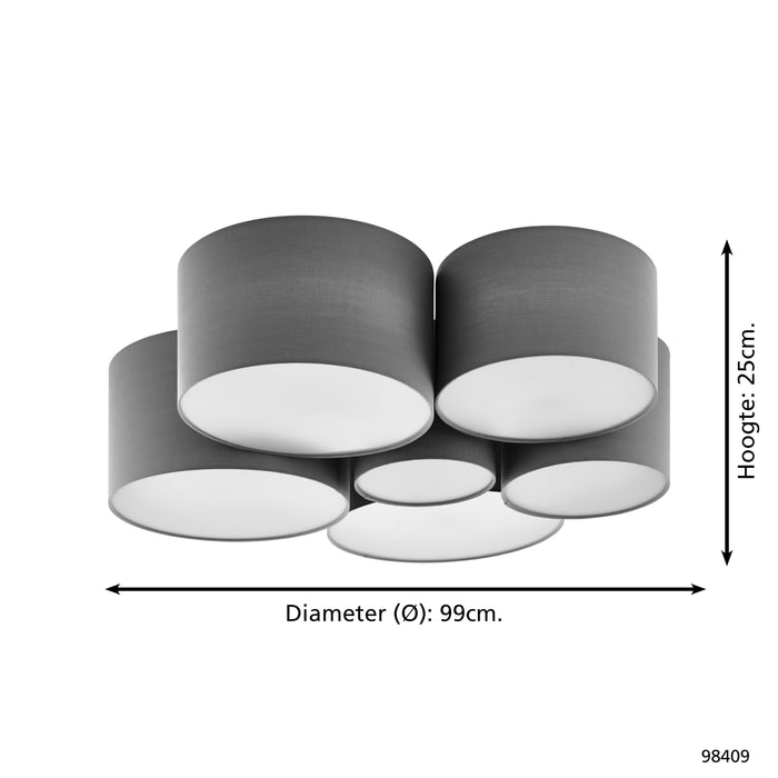 EGLO Pastore 1 Plafondlamp - 6 lichts - Ø99 cm - E27 - Wit