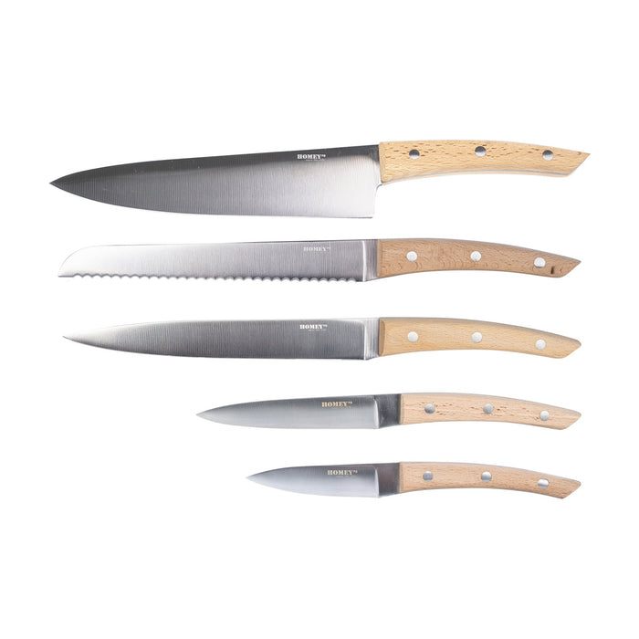 Homey's Bokträ universeel keukenmes - 11cm - RVS|beukenhout - doos