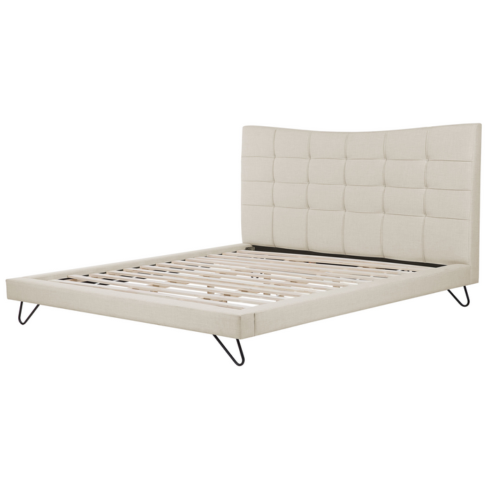 Beliani-LANNION -Tweepersoonsbed-Beige-180 x 200 cm-Polyester