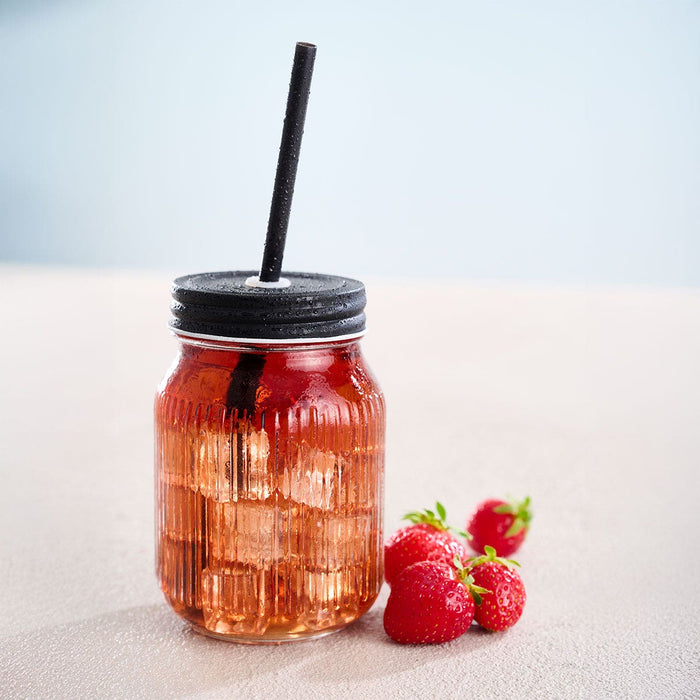 Lisomme Maeve Mason Jar glas met rietje - 450 ml
