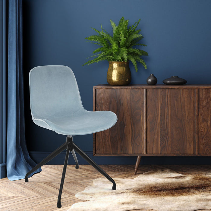 Nolon Nola-Fé draaibare eetkamerstoel velvet blauw - zwart onderstel