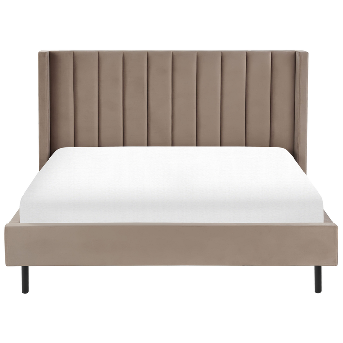 Beliani - VILLETTE - Tweepersoonsbed - Taupe - 180 x 200 cm - Fluweel
