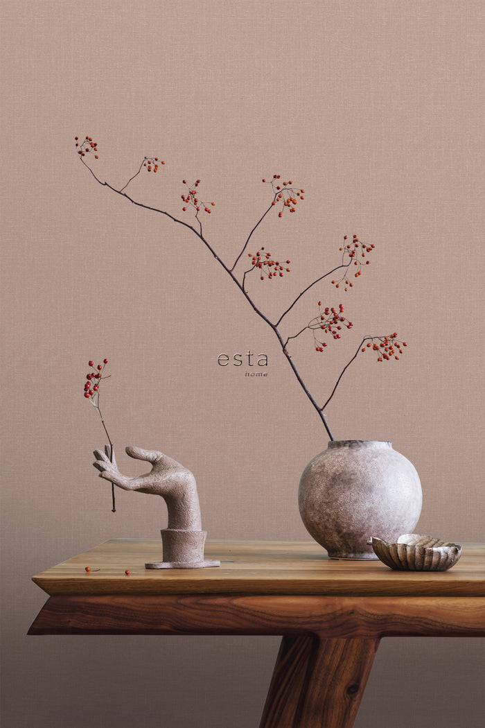 ESTAhome behang linnenstructuur oudroze - 0,53 x 10,05 m - 148743