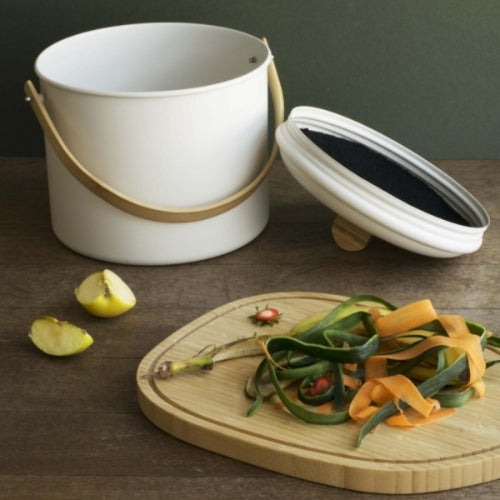 Compost Emmer, Créme, Metaal, 7 liter - Pebbly