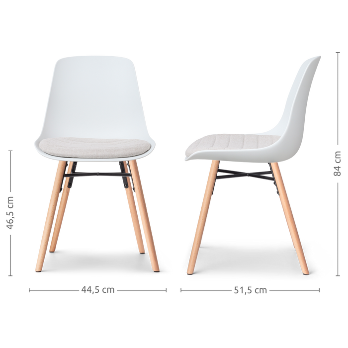 Nolon Nena-Liv Eetkamerstoel Wit - Beige Kussen - Houten Poten