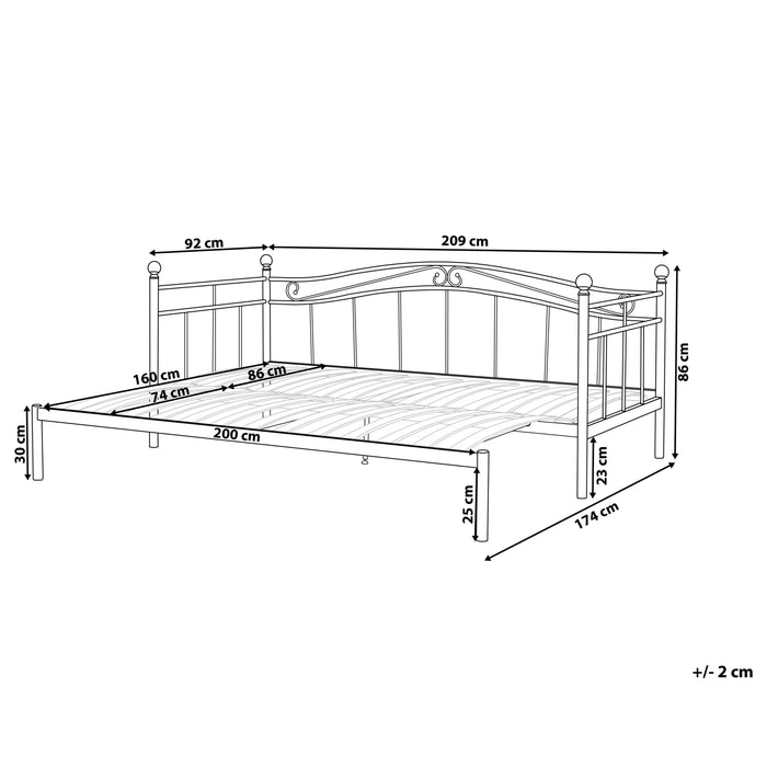 Beliani - TULLE - Onderschuifbed - Wit - 80 x 200 cm - Metaal