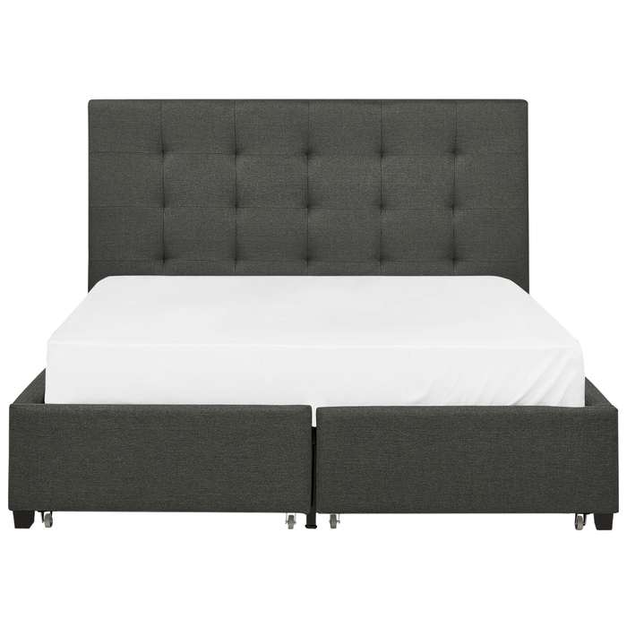 Beliani-ROCHELLE -Bed opbergruimte-Donkergrijs-140x200 cm-Polyester
