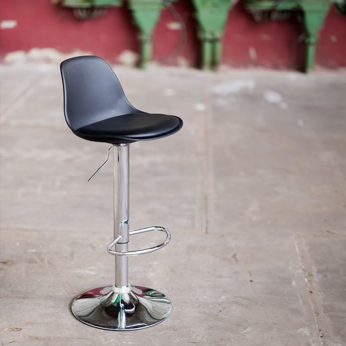 Essence Fuerta draaibare barkruk zwart - chroom onderstel