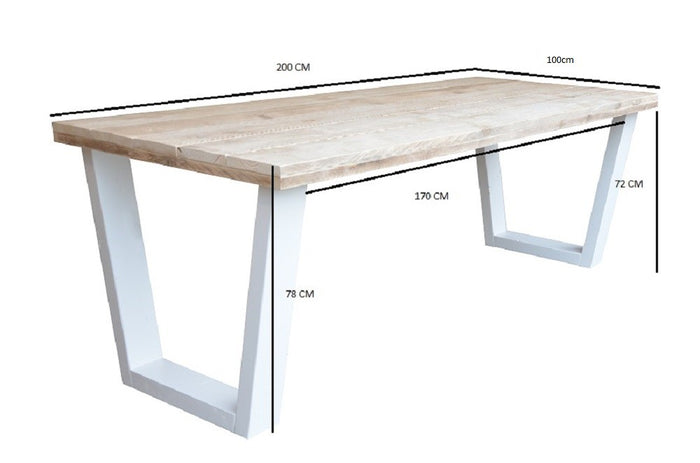 Wood4you - Eettafel New York Steigerhout 200Lx78Hx90D cm Wit