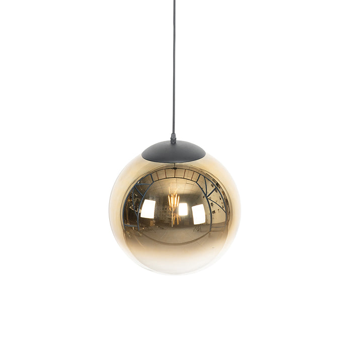 QAZQA Art deco hanglamp zwart met goud glas 33 cm - pallon