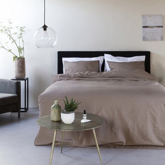 Egyptisch Katoen effen - Taupe Maat: Lits-jumeaux (240 x 200|220 cm)