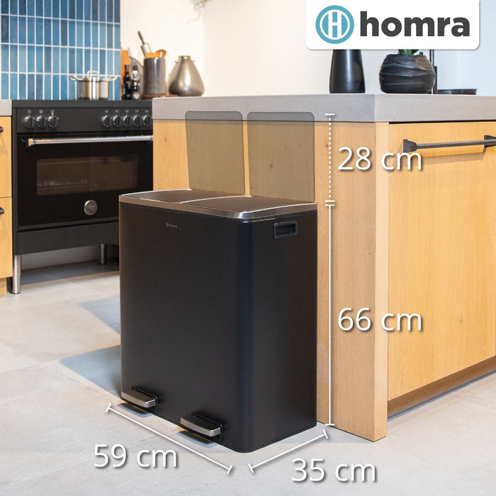 Homra QUICKX Duo Prullenbak - Afvalemmer Afvalscheiding 2 vakken – 60L