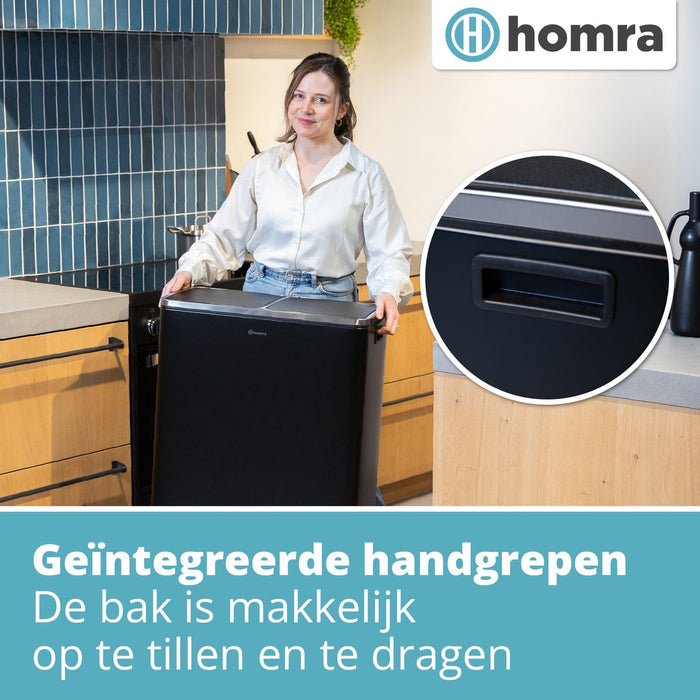Homra QUICKX Duo Prullenbak - Afvalemmer Afvalscheiding 2 vakken – 60L