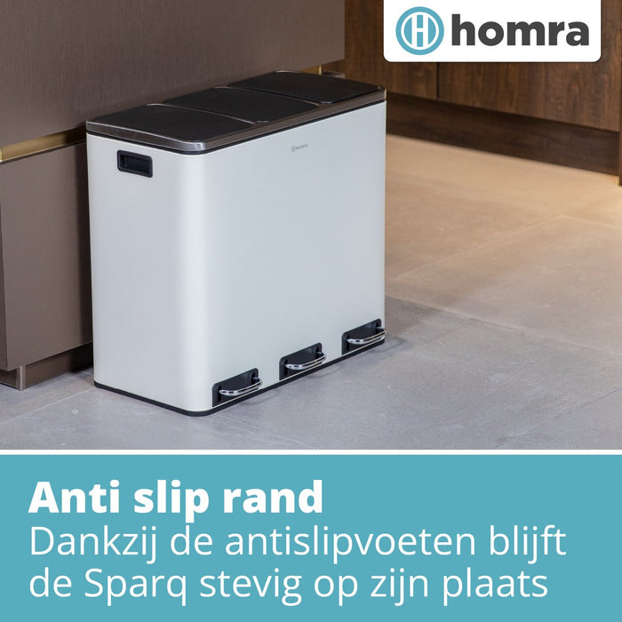Homra SPARQ afvalscheiding Prullenbak - 3 vakken - 54L - Wit