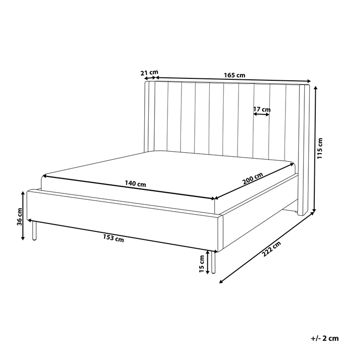 Beliani - VILLETTE - Tweepersoonsbed - Groen - 140 x 200 cm - Fluweel