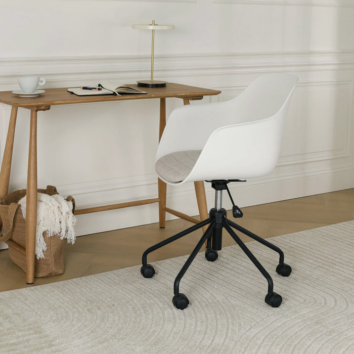Nolon Nout-Liz Bureaustoel Wit - Beige Kussen - Zwart Onderstel