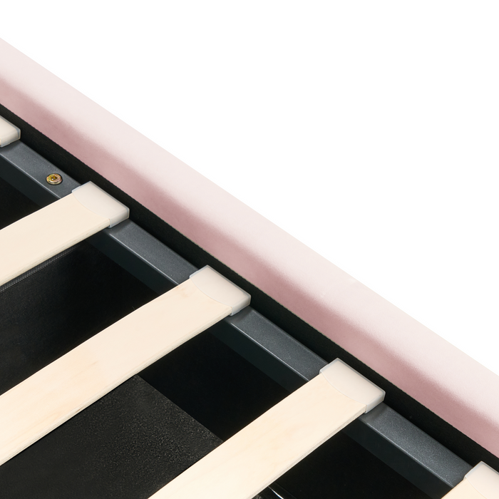 Beliani-LUBBON -Bed met opbergruimte-Pastelroze-160 x 200 cm-Fluweel