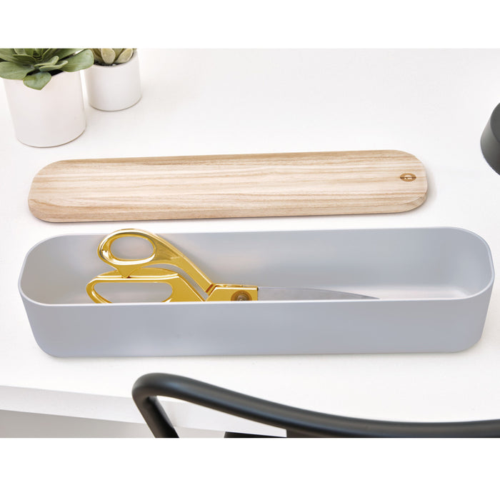 iDesign - Opbergbox met Deksel, Large, 9 x 36.5 x 6 cm, Gerecycled Kun