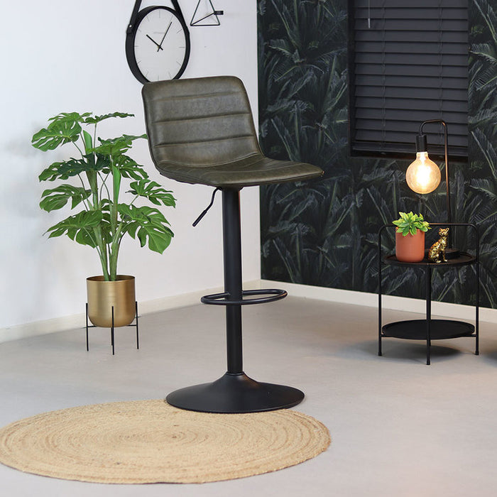 Bronx71 Industriële Barkruk Boston leer olijfgroen 60 - 76 cm -